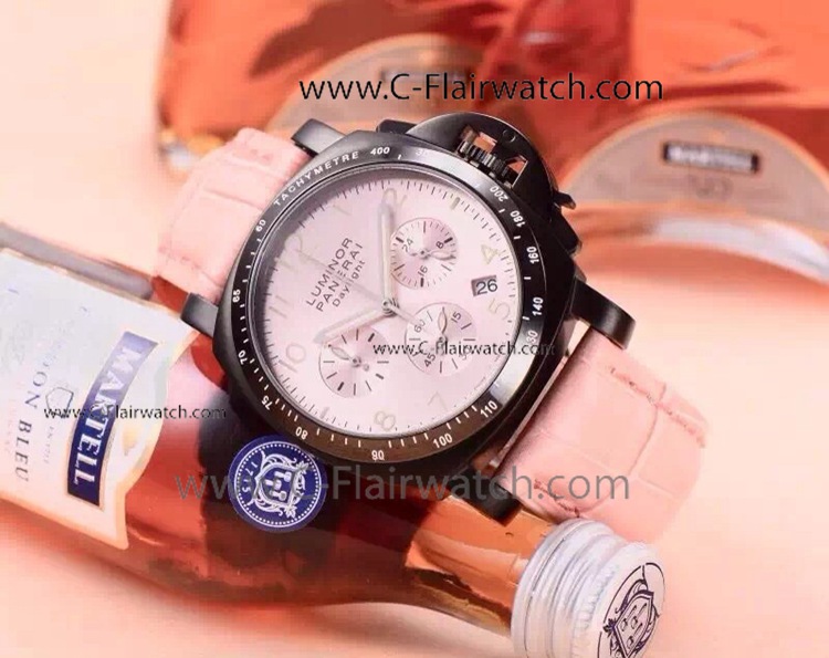 Luminor Daylight Panerai Black Case Pink Dial Copy Watch